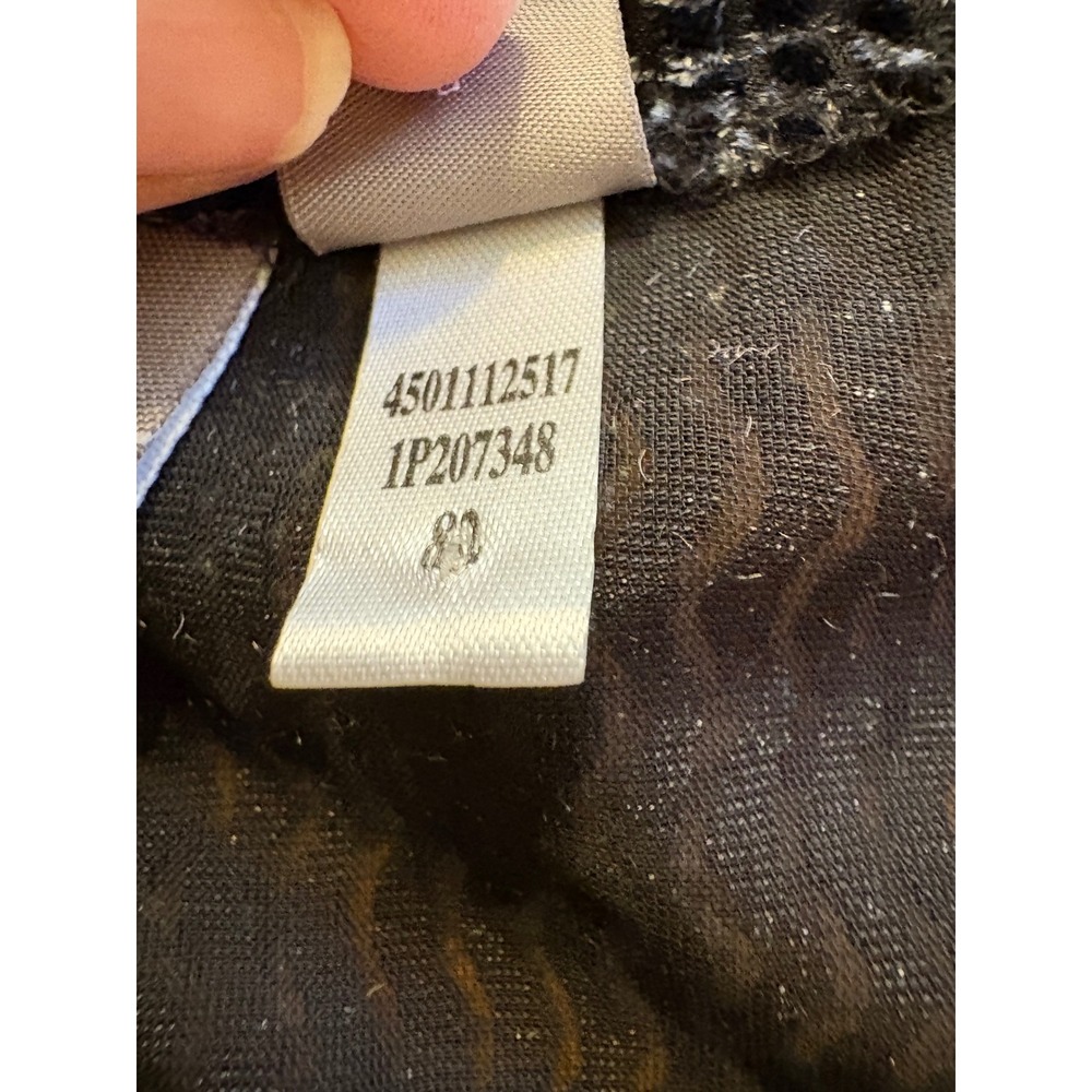 Chicos Travelers Collection Black Silver Textured Open Front Cardigan Size 1 M - Picture 9 of 9
